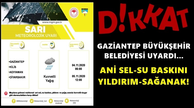 Büyükşehir'den sağanak yağış uyarısı