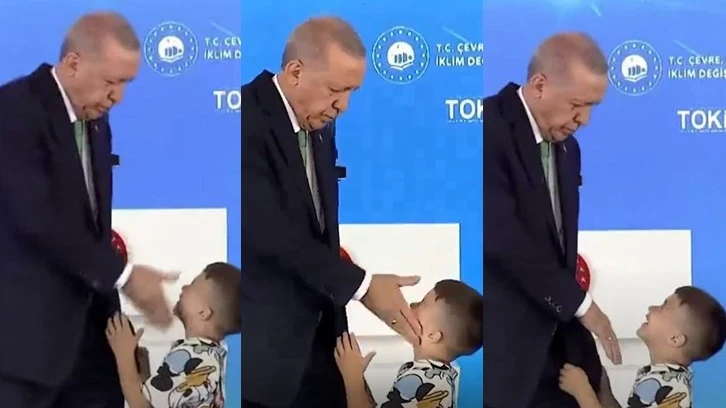 Erdoğan'dan elini öpmeyen çocuğa 'tokat'