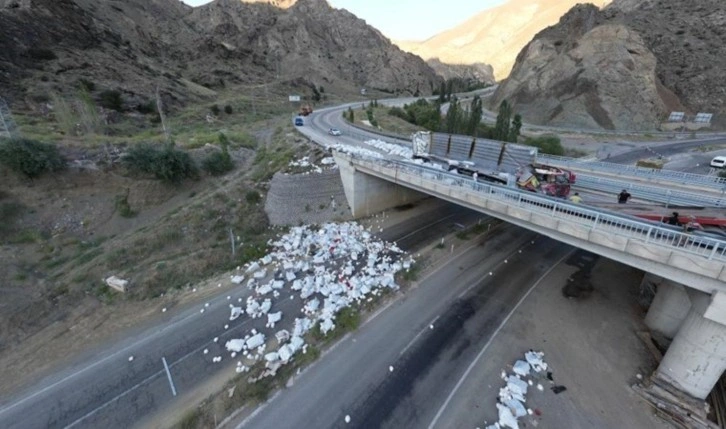 Freni boşalan TIR devrildi: 1 ölü