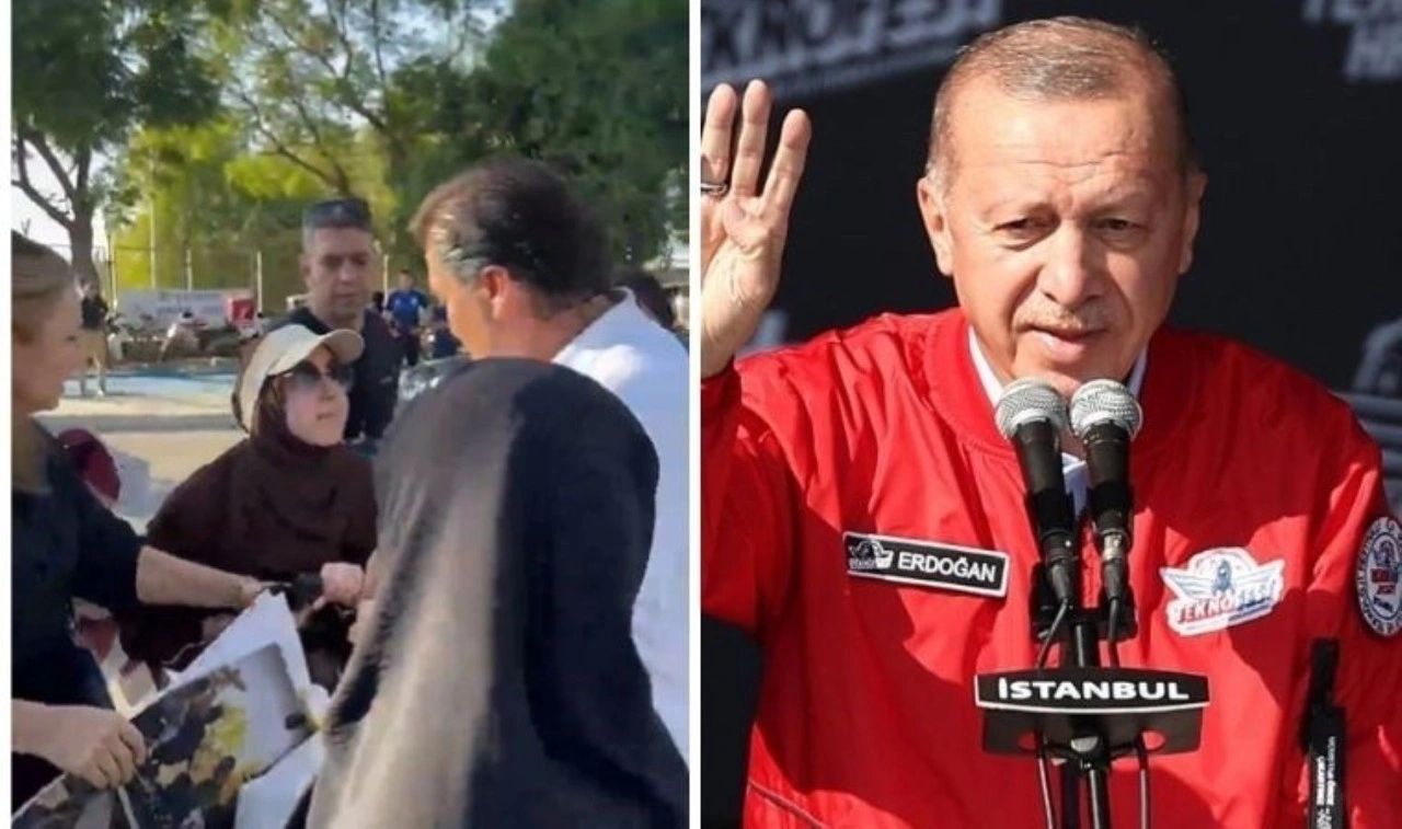 Gözaltına alındılar: Erdoğan'a TEKNOFEST'te İsrail protestosu!