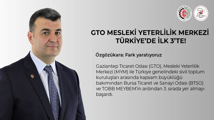 GTO Mesleki Yeterlilik Merkezi Türkiye’de İlk 3’te!