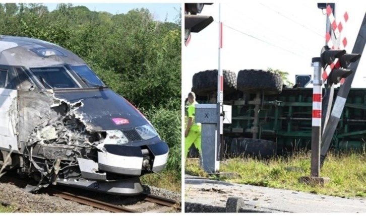 Hızlı tren traktöre çarptı: Avrupa'da tren trafiği aksadı