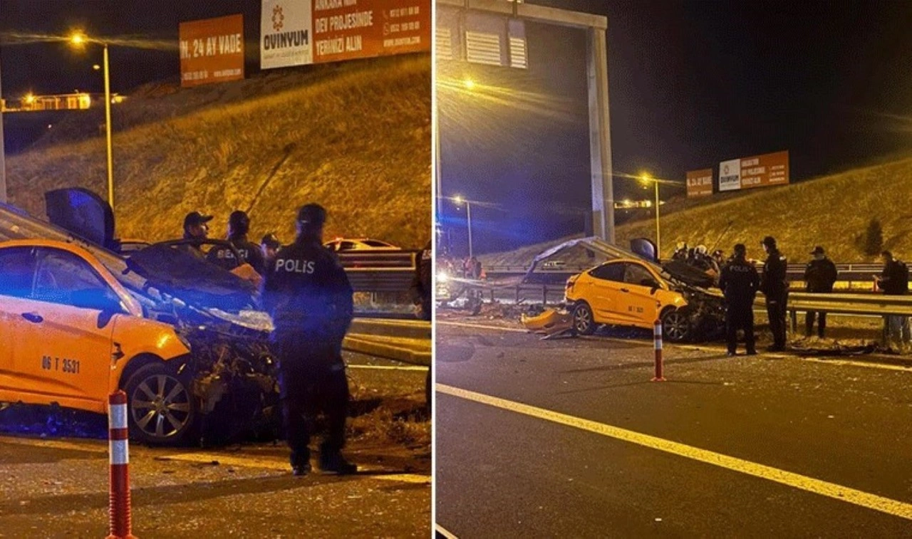 Kontrolden çıkan taksi bariyerlere saplandı: 1 ölü