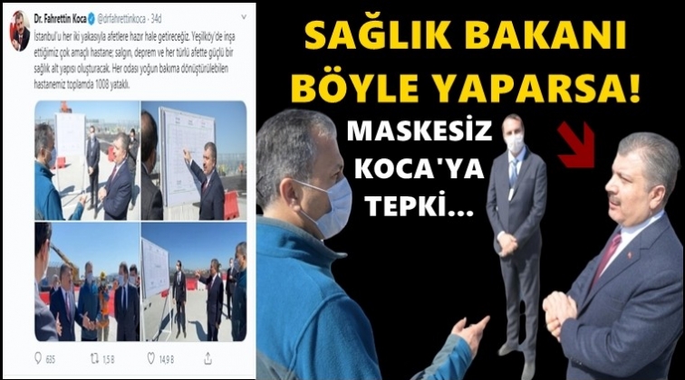 Maskesiz Sağlık Bakanı'na tepkiler