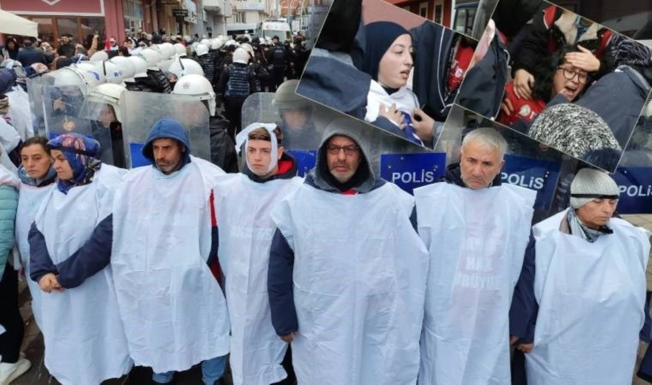 Polonez işçilerinden kefenli protesto: Ankara yürüyüşüne bir müdahale daha!