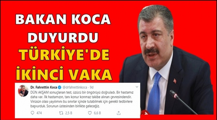 Türkiye’de ikinci corona vakası tespit edildi