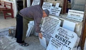 Bartın'da 62 yıllık mezar taşı ustası, kendisine 2 ayrı mezar taşı yaptı