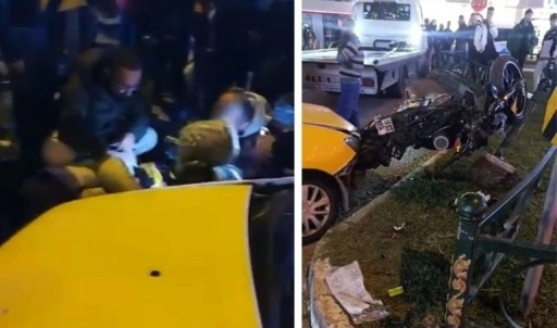 Bursa'da ticari taksi ile motosiklet çarpıştı: 1’i ağır 2 yaralı