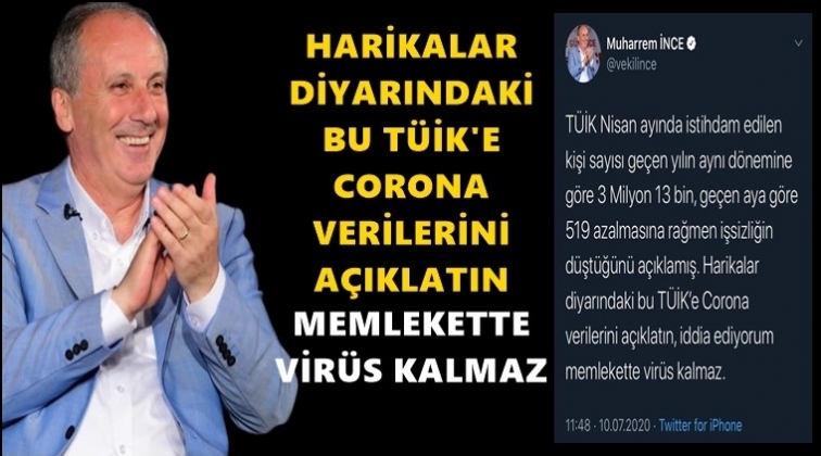 İnce: İddia ediyorum memlekette virüs kalmaz