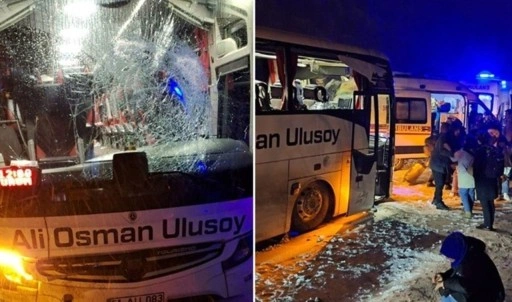 Karda kayan otobüs duvara sürterek durdu: 14 yaralı