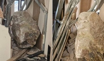 Yusufeli'nde kaya düşen ev hasar gördü!